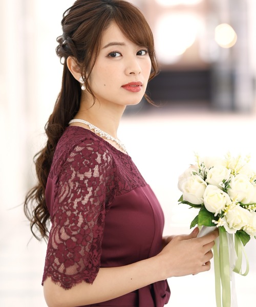 PourVous(プールヴー)の「ワンピースドレス 七分袖 と ミニ丈 フェミニンセレモニー フォーマル オケージョンドレス 結婚式 お呼ばれ 二次会 成人式 (ドレス・レディース・ボルドー/ブルーグレー/ミント/ネイビー・M)」の17枚目の写真