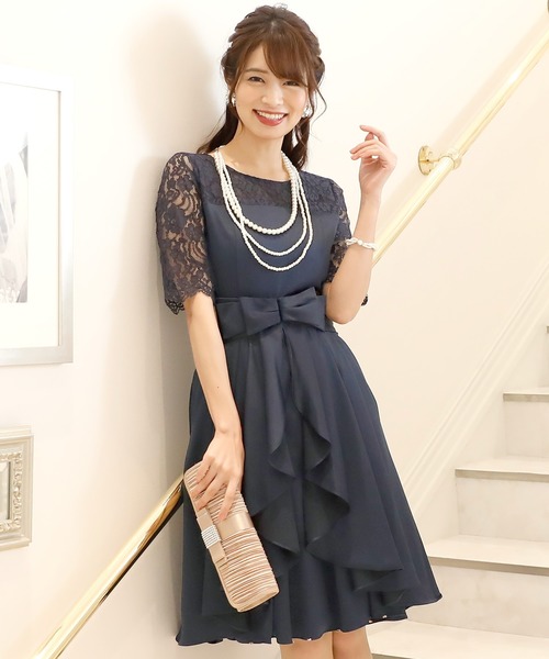 PourVous(プールヴー)の「ワンピースドレス 七分袖 と ミニ丈 フェミニンセレモニー フォーマル オケージョンドレス 結婚式 お呼ばれ 二次会 成人式 (ドレス・レディース・ボルドー/ブルーグレー/ミント/ネイビー・M)」の18枚目の写真