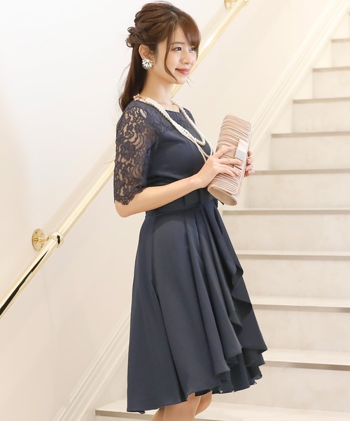 PourVous(プールヴー)の「ワンピースドレス 七分袖 と ミニ丈 フェミニンセレモニー フォーマル オケージョンドレス 結婚式 お呼ばれ 二次会 成人式 (ドレス・レディース・ボルドー/ブルーグレー/ミント/ネイビー・M)」の19枚目の写真