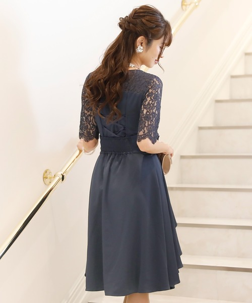 PourVous(プールヴー)の「ワンピースドレス 七分袖 と ミニ丈 フェミニンセレモニー フォーマル オケージョンドレス 結婚式 お呼ばれ 二次会 成人式 (ドレス・レディース・ボルドー/ブルーグレー/ミント/ネイビー・M)」の20枚目の写真