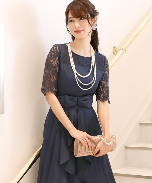 PourVous(プールヴー)の「ワンピースドレス 七分袖 と ミニ丈 フェミニンセレモニー フォーマル オケージョンドレス 結婚式 お呼ばれ 二次会 成人式 (ドレス・レディース・ボルドー/ブルーグレー/ミント/ネイビー・M)」の21枚目の写真