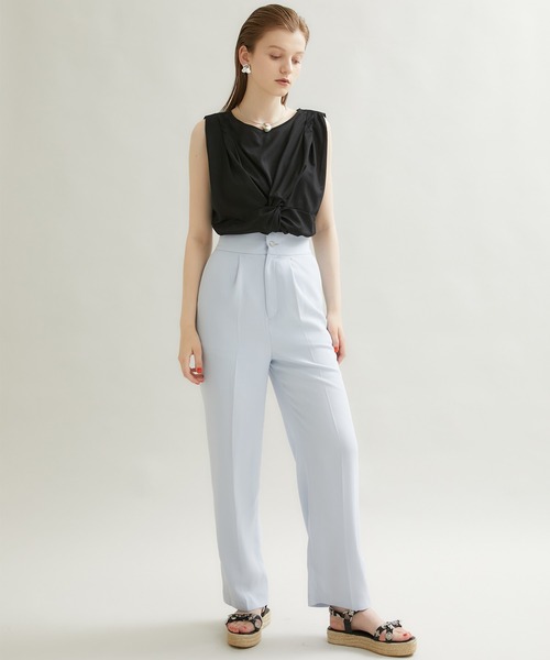 STUDIOUS(ステュディオス)の「【STUDIOUS】ジョーゼットタックセンタープレスパンツ(その他パンツ・レディース・イエロー/サックスブルー/ベージュ/ブラック・1/2)」の3枚目の写真