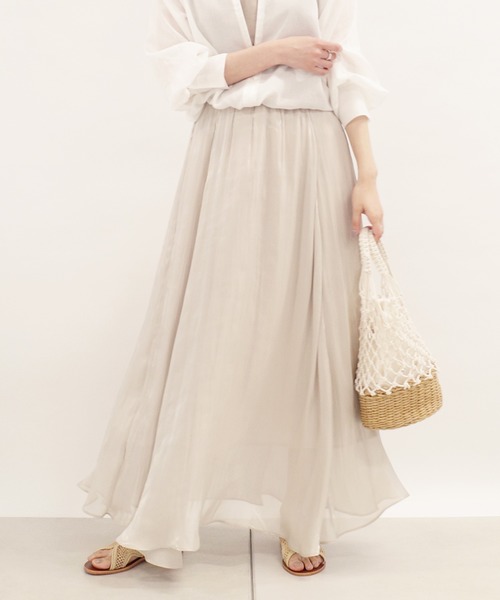 DouDou（ドゥドゥ）の「シアーフレアスカート（スカート・レディース・バイオレット/グレー・38/36）」の2枚目の写真