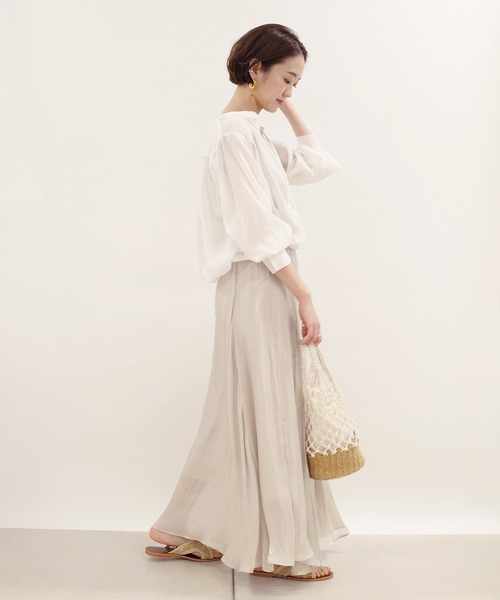 DouDou（ドゥドゥ）の「シアーフレアスカート（スカート・レディース・バイオレット/グレー・38/36）」の7枚目の写真