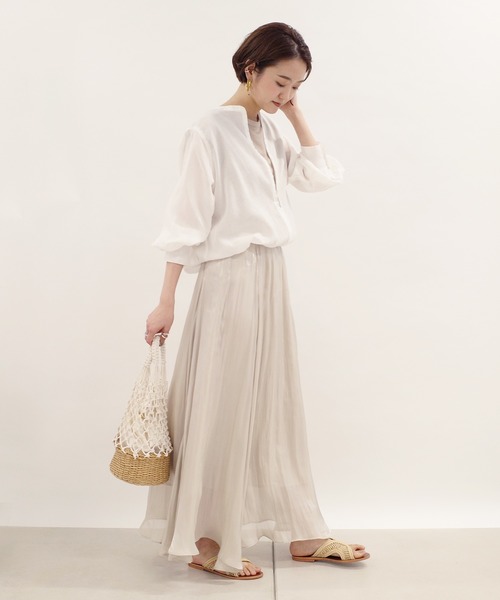 DouDou（ドゥドゥ）の「シアーフレアスカート（スカート・レディース・バイオレット/グレー・38/36）」の6枚目の写真