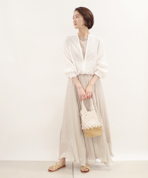 DouDou（ドゥドゥ）の「シアーフレアスカート（スカート・レディース・バイオレット/グレー・38/36）」の5枚目の写真