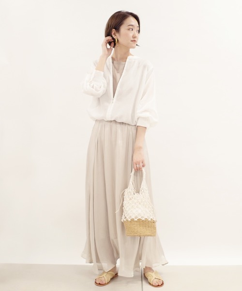 DouDou（ドゥドゥ）の「シアーフレアスカート（スカート・レディース・バイオレット/グレー・38/36）」の9枚目の写真