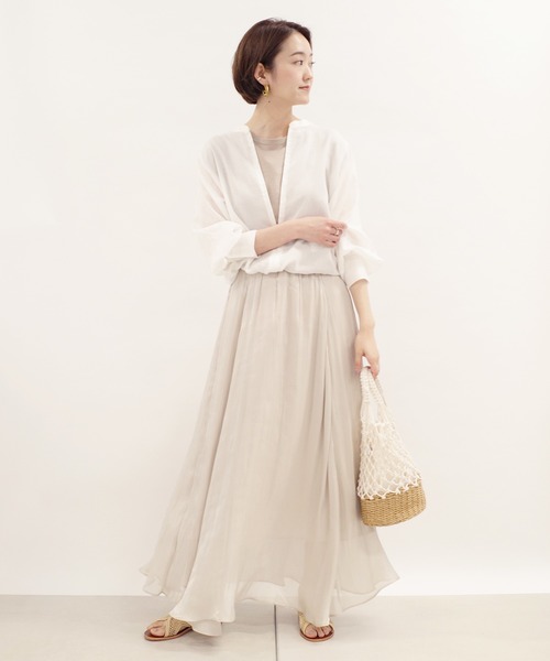 DouDou（ドゥドゥ）の「シアーフレアスカート（スカート・レディース・バイオレット/グレー・38/36）」の10枚目の写真