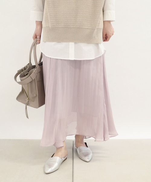 DouDou（ドゥドゥ）の「シアーフレアスカート（スカート・レディース・バイオレット/グレー・38/36）」の19枚目の写真