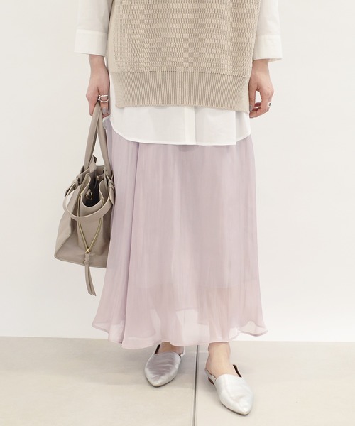 DouDou（ドゥドゥ）の「シアーフレアスカート（スカート・レディース・バイオレット/グレー・38/36）」の18枚目の写真