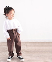 classicalelf | お外でもおうちでも♪キッズ ギャザーウエスト無地テーパードパンツ(フルレングス)(デニムパンツ)