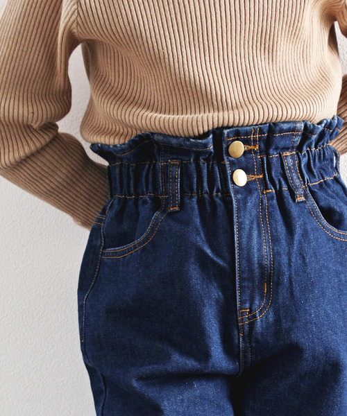 classicalelf（クラシカルエルフ）の「お外でもおうちでも♪キッズ ギャザーウエスト無地テーパードパンツ(フルレングス)（デニムパンツ・キッズ・ブラック/インディゴブルー/ナチュラル/ブラウン・130/140/150/110/120）」の10枚目の写真