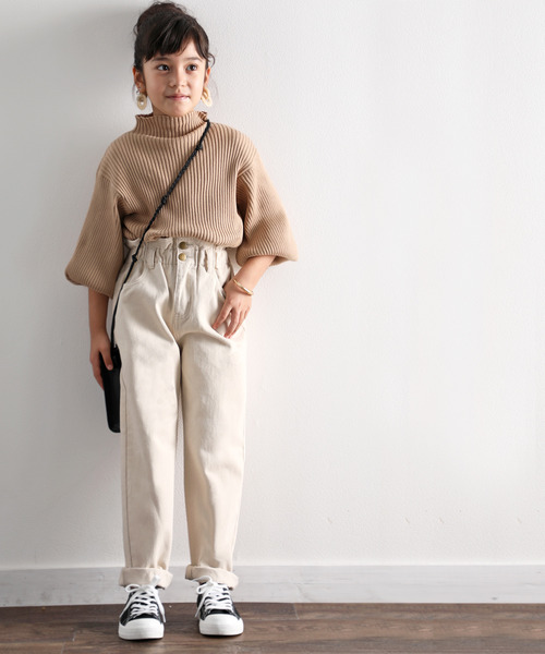 classicalelf（クラシカルエルフ）の「お外でもおうちでも♪キッズ ギャザーウエスト無地テーパードパンツ(フルレングス)（デニムパンツ・キッズ・ブラック/インディゴブルー/ナチュラル/ブラウン・130/140/150/110/120）」の20枚目の写真