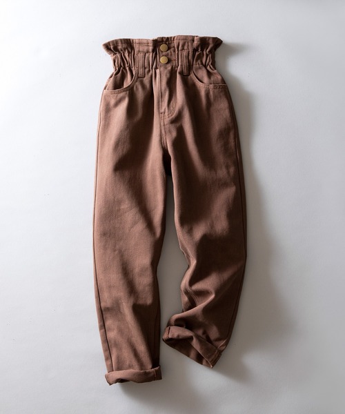 classicalelf（クラシカルエルフ）の「お外でもおうちでも♪キッズ ギャザーウエスト無地テーパードパンツ(フルレングス)（デニムパンツ・キッズ・ブラック/インディゴブルー/ナチュラル/ブラウン・130/140/150/110/120）」の5枚目の写真