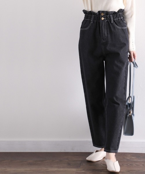 セール】お外でもおうちでも♪キッズ ギャザーウエスト無地テーパード