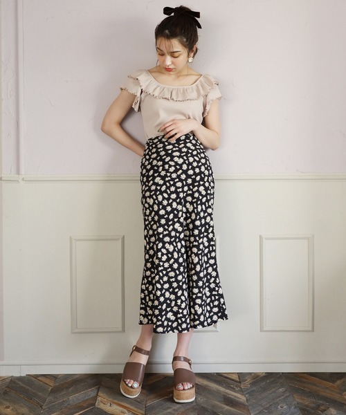 one after another NICE CLAUP（ワンアフターアナザーナイスクラップ）の「バックレースアップチューリップスカート（スカート・レディース・ドット/ブラック・FREE）」の17枚目の写真