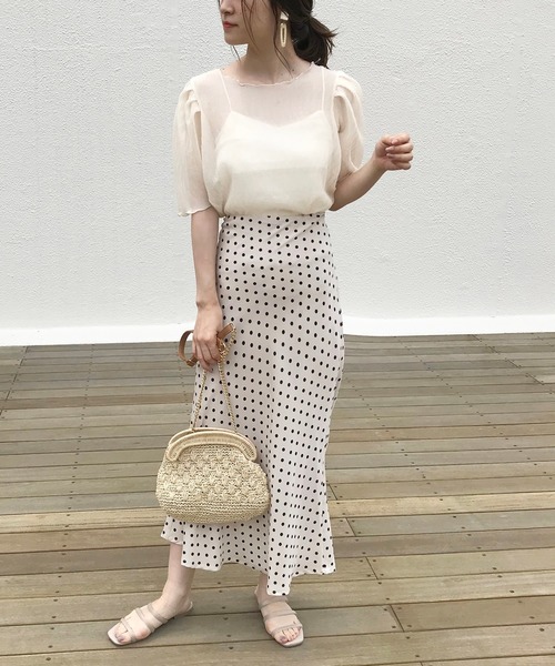 one after another NICE CLAUP（ワンアフターアナザーナイスクラップ）の「バックレースアップチューリップスカート（スカート・レディース・ドット/ブラック・FREE）」の22枚目の写真