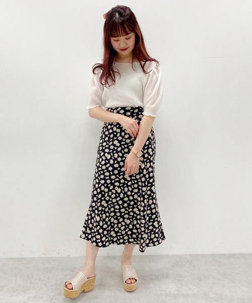 one after another NICE CLAUP（ワンアフターアナザーナイスクラップ）の「バックレースアップチューリップスカート（スカート・レディース・ドット/ブラック・FREE）」の20枚目の写真