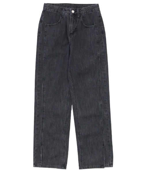 select MOCA（セレクトモカ）の「ハイウエストスリットデニム（デニムパンツ・レディース・ライトブルー/ブラック・SMALL/MEDIUM）」の7枚目の写真