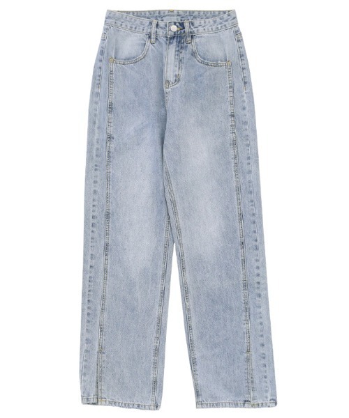 select MOCA（セレクトモカ）の「ハイウエストスリットデニム（デニムパンツ・レディース・ライトブルー/ブラック・SMALL/MEDIUM）」の8枚目の写真