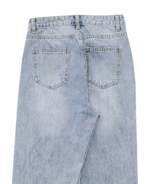 select MOCA（セレクトモカ）の「ハイウエストスリットデニム（デニムパンツ・レディース・ライトブルー/ブラック・SMALL/MEDIUM）」の3枚目の写真