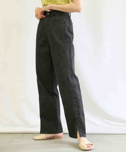 select MOCA（セレクトモカ）の「ハイウエストスリットデニム（デニムパンツ・レディース・ライトブルー/ブラック・SMALL/MEDIUM）」の14枚目の写真
