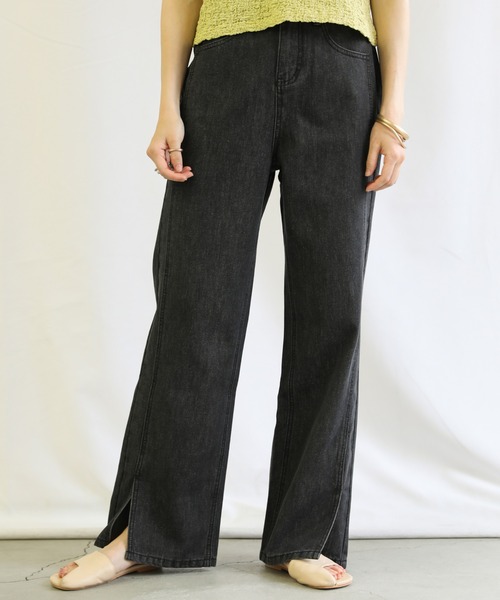 select MOCA（セレクトモカ）の「ハイウエストスリットデニム（デニムパンツ・レディース・ライトブルー/ブラック・SMALL/MEDIUM）」の16枚目の写真