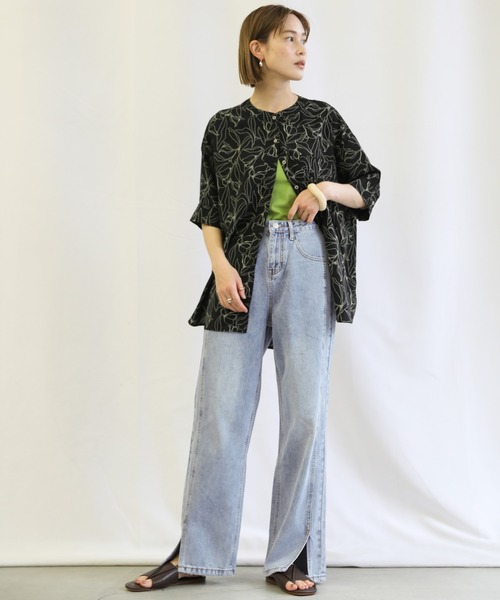 select MOCA（セレクトモカ）の「ハイウエストスリットデニム（デニムパンツ・レディース・ライトブルー/ブラック・SMALL/MEDIUM）」の13枚目の写真