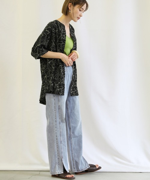 select MOCA（セレクトモカ）の「ハイウエストスリットデニム（デニムパンツ・レディース・ライトブルー/ブラック・SMALL/MEDIUM）」の22枚目の写真