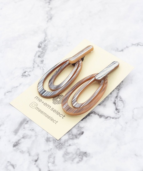 me+em select(ミームセレクト)の「アートオーバルピアス(ピアス(両耳用)・レディース・ブラック/ベージュ/ブラウン・ONE SIZE)」の8枚目の写真