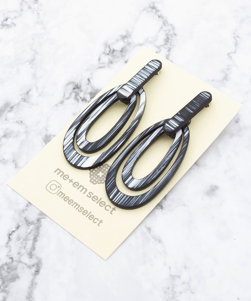 me+em select(ミームセレクト)の「アートオーバルピアス(ピアス(両耳用)・レディース・ブラック/ベージュ/ブラウン・ONE SIZE)」の6枚目の写真