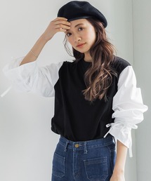 シャツ袖ドッキングTシャツ