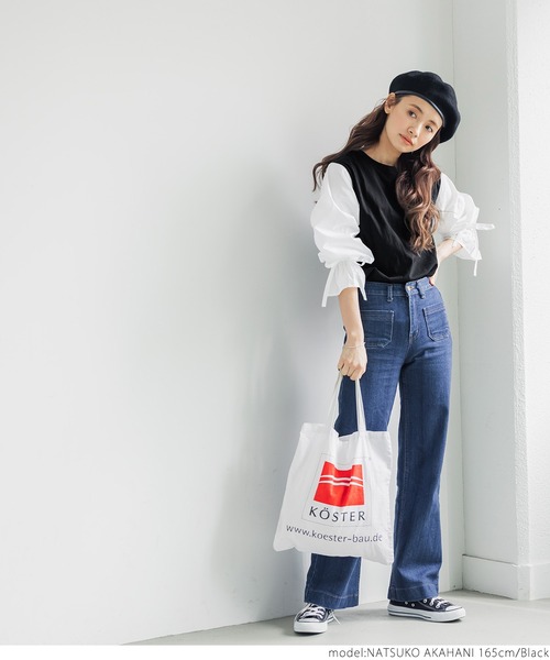coca(coca)(コカ)の「シャツ袖ドッキングTシャツ(Tシャツ/カットソー・レディース・ブラック・ONE SIZE)」の8枚目の写真