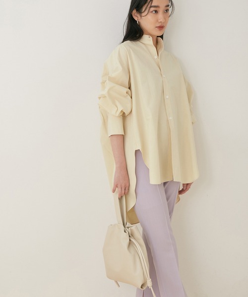 ADAM ET ROPE'(アダムエロペ)の「<洗える>バンドカラーシャツ(シャツ/ブラウス・レディース・ホワイト/ピンク/イエロー系その他・FREE)」の8枚目の写真