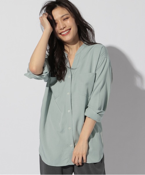 BAYFLOW（ベイフロー）の「2WAYシャツ（テンセル(TM)繊維使用）（シャツ/ブラウス・レディース・ライトグレー/ライトブルー/ネイビー・MEDIUM/SMALL）」の3枚目の写真