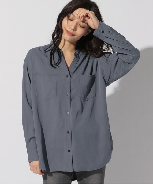 BAYFLOW（ベイフロー）の「2WAYシャツ（テンセル(TM)繊維使用）（シャツ/ブラウス・レディース・ライトグレー/ライトブルー/ネイビー・MEDIUM/SMALL）」の9枚目の写真