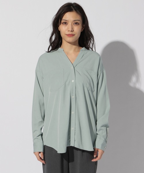 BAYFLOW（ベイフロー）の「2WAYシャツ（テンセル(TM)繊維使用）（シャツ/ブラウス・レディース・ライトグレー/ライトブルー/ネイビー・MEDIUM/SMALL）」の10枚目の写真