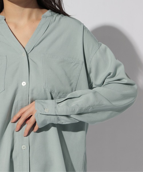 BAYFLOW（ベイフロー）の「2WAYシャツ（テンセル(TM)繊維使用）（シャツ/ブラウス・レディース・ライトグレー/ライトブルー/ネイビー・MEDIUM/SMALL）」の15枚目の写真