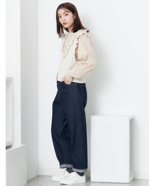 POU DOU DOU（プードゥドゥ）の「コンパクトフリルニットベスト（ベスト・レディース・ベージュ/ネイビー/アイボリー・3）」の6枚目の写真