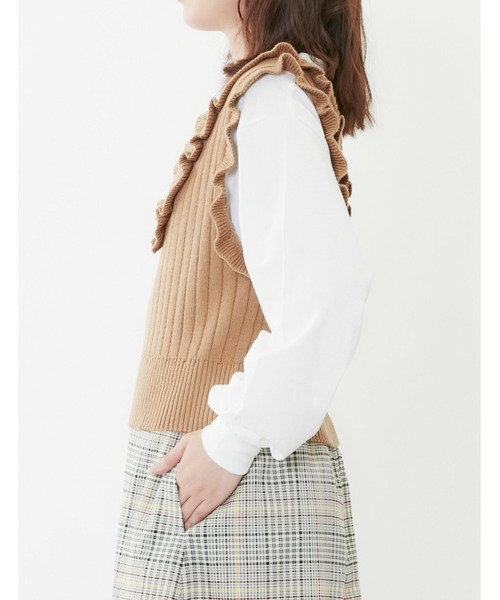 POU DOU DOU（プードゥドゥ）の「コンパクトフリルニットベスト（ベスト・レディース・ベージュ/ネイビー/アイボリー・3）」の20枚目の写真