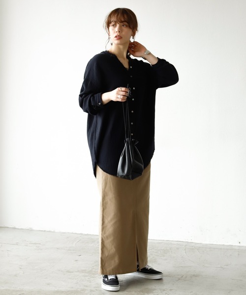 Auntie Rosa Holiday（アンティローザホリデー）の「カットオフダブルガーゼシャツ（シャツ/ブラウス・レディース・ブラック/ホワイト/モカ/ブルー/グリーン・FREE）」の7枚目の写真