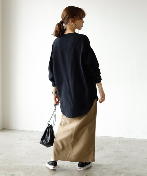 Auntie Rosa Holiday（アンティローザホリデー）の「カットオフダブルガーゼシャツ（シャツ/ブラウス・レディース・ブラック/ホワイト/モカ/ブルー/グリーン・FREE）」の9枚目の写真