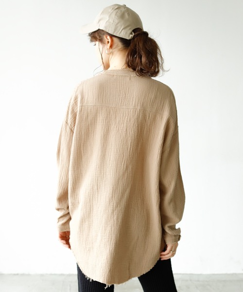 Auntie Rosa Holiday（アンティローザホリデー）の「カットオフダブルガーゼシャツ（シャツ/ブラウス・レディース・ブラック/ホワイト/モカ/ブルー/グリーン・FREE）」の13枚目の写真