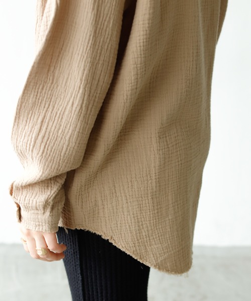 Auntie Rosa Holiday（アンティローザホリデー）の「カットオフダブルガーゼシャツ（シャツ/ブラウス・レディース・ブラック/ホワイト/モカ/ブルー/グリーン・FREE）」の18枚目の写真