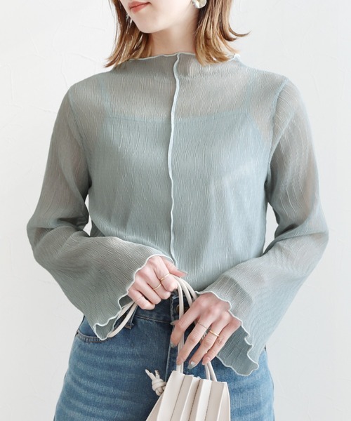 reca（レカ）の「メローデザインシフォンインナー付きプルオーバー（シャツ/ブラウス・レディース・ブラック/ミント/ライトベージュ/ピンク・M）」の3枚目の写真