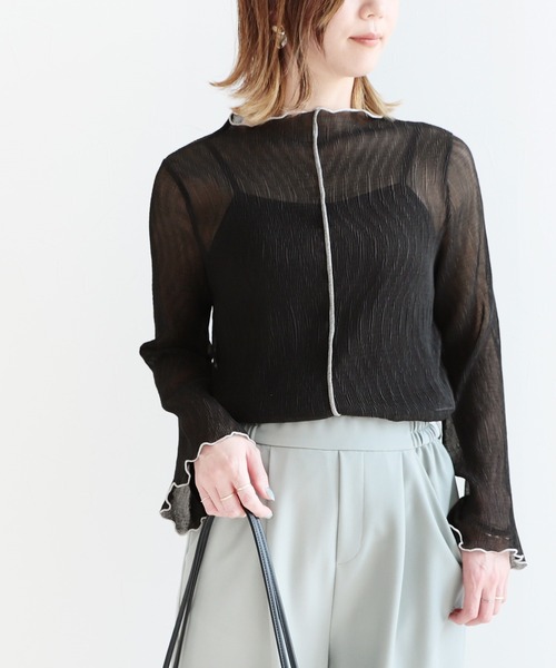 reca（レカ）の「メローデザインシフォンインナー付きプルオーバー（シャツ/ブラウス・レディース・ブラック/ミント/ライトベージュ/ピンク・M）」の7枚目の写真