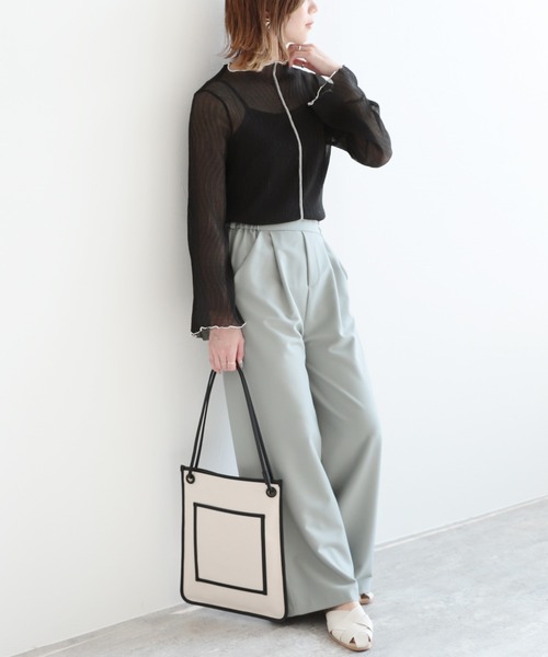 reca（レカ）の「メローデザインシフォンインナー付きプルオーバー（シャツ/ブラウス・レディース・ブラック/ミント/ライトベージュ/ピンク・M）」の9枚目の写真