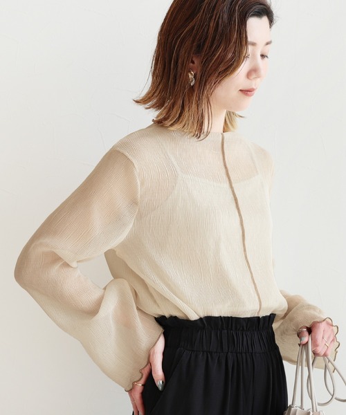 reca（レカ）の「メローデザインシフォンインナー付きプルオーバー（シャツ/ブラウス・レディース・ブラック/ミント/ライトベージュ/ピンク・M）」の11枚目の写真