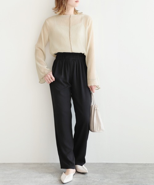 reca（レカ）の「メローデザインシフォンインナー付きプルオーバー（シャツ/ブラウス・レディース・ブラック/ミント/ライトベージュ/ピンク・M）」の12枚目の写真