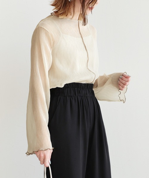 reca（レカ）の「メローデザインシフォンインナー付きプルオーバー（シャツ/ブラウス・レディース・ブラック/ミント/ライトベージュ/ピンク・M）」の13枚目の写真